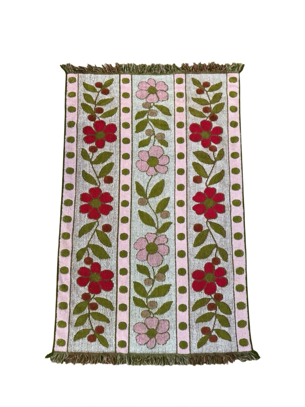 Cannon Vintage MCM‎ 1970’s Royal Family Daisy Floral Jacquard Fringe Towel